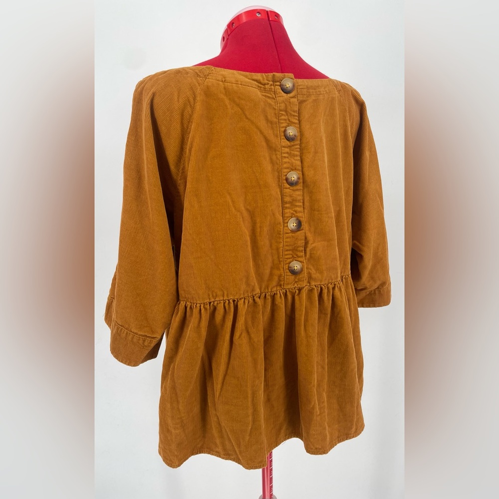 Anthropologie Mustard Corduroy Peasant Blouse - Picture 3 of 11
